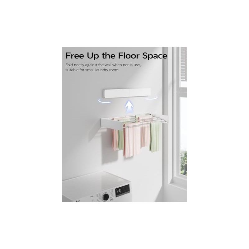 Vikaqi Wall Mounted Clothes Drying Rack 23.6", Foldable Wall Mount