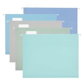 Beramon 10 Pack Hanging File Folders Letter Size with 1/5 Cut Adjustable Tabs File Folder for Filing Cabinet Reinforced Hanging Folders Design for Home School Office and Medical Charts, Blue Design