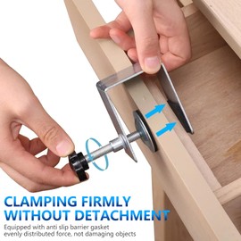 4 Pcs Universal C Clamp Cabinet Installation Clamps, Furniture Cabinetry Face Frame Clamps Flexible Drill Hole Guide Design for Easy and Fast Installing Frame of Cabinets (4 Pcs ‎Silver)