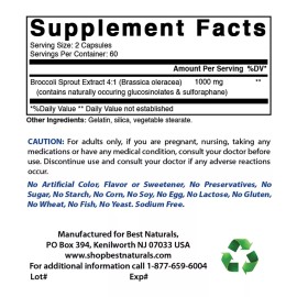Best Naturals 3 Pack Best Naturals Broccoli Sprouts Extract 1000 mg 120 Capsules