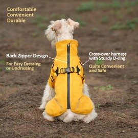 Dog Raincoat for Small Medium Dogs, Dog Rain Coat with Harness Built in, Waterproof Dog rain Jacket for Small Medium Dogs, Puppy Clothes with Reflective Strip (2XL)