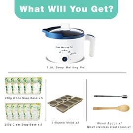 LFISGNN Soap Melter with Soap Base for Adults & Kids Soap Making, DIY Soap Melting Pot with 2.5 Kg SLS Free Soap Base Soap Making Supplies for Begineers - UK Plug (Soap Melter + 2.5 Kg Soap Base)