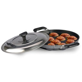 Ignite Cookware 12 Cavity Non Stick Appam Patra Pan | Mini Pancake Balls Pan | Paniyarakkal | Aluminium with Lid