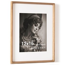 12x16 Picture Frame, USA-Sourced Oak Wood Photo Frame with HD Tempered Glass, Handcrafted Rounded Corner 12 x 16 Wooden Frame Matted to 8.5x11 Photos, Horizontal or Vertical Wall Display