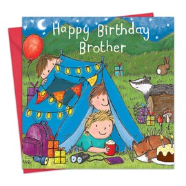 Twizler Happy Birthday Card For Brother with Camping – Brother Birthday Card – Childrens Birthday Card – Boys Birthday Card – Birthday Card For Brother - Brother Gifts