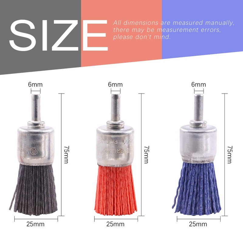 Swpeet 3Pcs 1Inch 25mm Nylon Filament Abrasive Wire Brush End