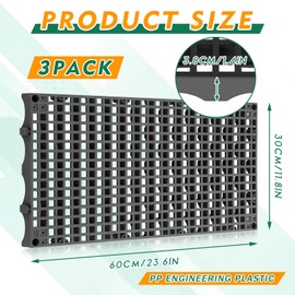 DoubleFill 3-Pack 24 Inch x 12 Inch Heavy Duty Fountain Basin Grate for Pond and Water Garden Features and More Snap-Together - Hide Reservoir, Rocks, Other Decorative Objects Black