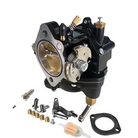 SVKCAR Carburetor 11-0420 & Manifold Gasket for Harley Davidson Super E Big Twin Sportster Shorty Softail Road King Fatboy Electra Glide Carb (Black)