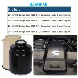 BZANPAR Fuel Filter Water Separator Set for Dodge Ram 2500 3500 4500 5500 6.7L Cummins Turbo Diesel Engines of 2013 2014 2015 2016 2017 2018, Replacement for 68157291AA 68197867AA
