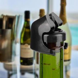 Wine Stopper 5pcs, Champagne Stoppers Wine Stopper with Silicone Reusable Wine Sealer Wine Stoppers for Wine Bottles Wine Bottle Stopper Wine Saver Wine Preserver Cork Sealing Plug(Black)