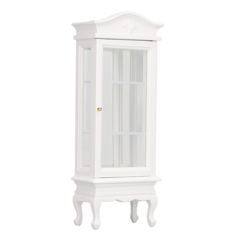 1:12 Doll House Miniature Cabinet Wooden Simulation White Arc Roof