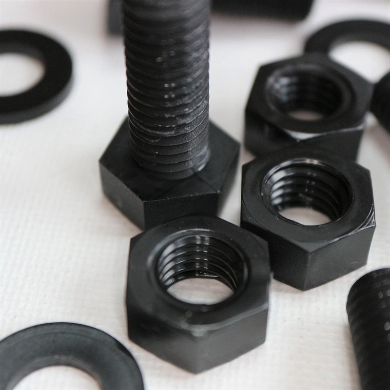 20x Black Nylon Hex Head, M10 x 25mm, Plastic Nuts