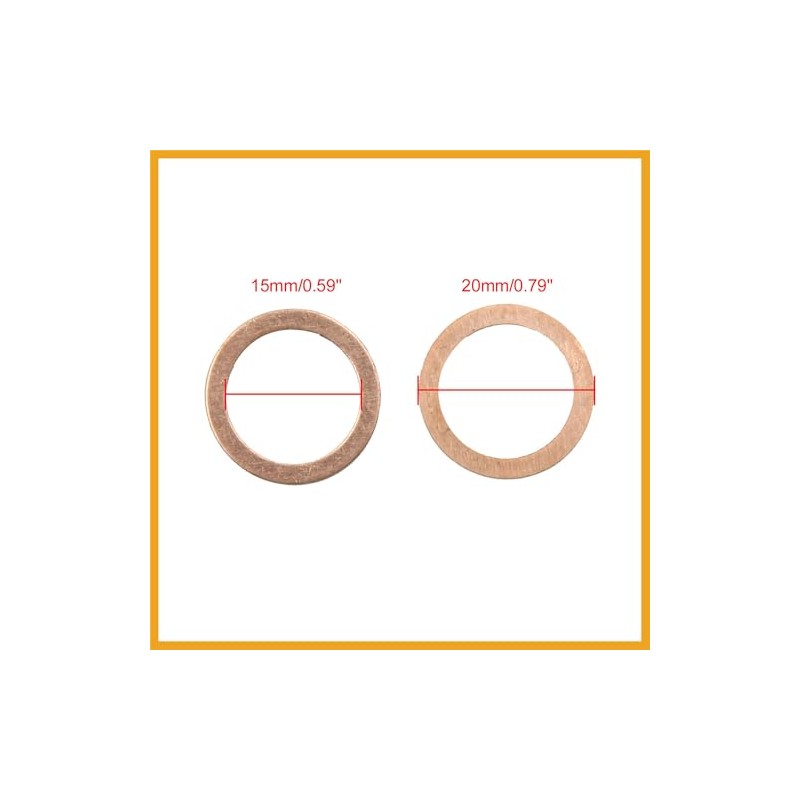 Partuto 15mm Inner Dia Copper Crush Washers Car Flat Sealing