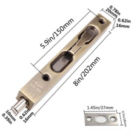 szhdxsy 2-Pack Hidden Latch & Bolt 304 Stainless Steel 8 inch(202cm) Security Door Bolt Latch, Double Door Lever Action Flush Bolt Latch, French Door Slide Bolt Lock,Bronze