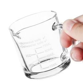 Ackers Etched Scale Espresso cup with Handle, Thickened Bottom and Wall, Double V-Shaped Spout,2.5OZ Milk Frothing Pitcher,75ML Milk Cup with Handle, Espresso Accessory(Pack of 4)