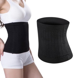Zouwel Belly Warm Waist Belt Back Warmer Cashmere Kidney Lower Back Support Belt Brace Abdominal Stomach Kidney Trimmer Band Warming Knitted Waist Brace Thermal Knit Lumbar for Women Daily Wear Black