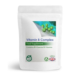100 x Vitamin B Complex Tablets (Vegan) All Essential B Vitamins, Hair, Nails, Skin, Immune System