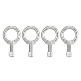 PATIKIL Lifting Shoulder Eye Bolts, 4 Pack M10x35 Screw Bolt 304 Stainless Steel Eye Bolts Threaded Screw Eyebolt Shoulder Ring with Double Nuts Fixed for Lifting Hanging