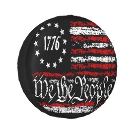 KOSUES Vintage America American Flag Spare Tire Cover Weatherproof Wheel Protectors Dust-Proof Sun Protection Wheel Tire Covers Universal Fit for Truck SUV RV Camper Trailer Car Accessories 17 inch