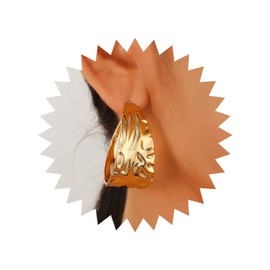 Cybche Punk Chunky Large Hoop Earrings Gold Wide Circle Hoop Earrings C Shape Earrings Thick Open Hoop Earrings Exaggerated Circle Earrings Jewelry for Women