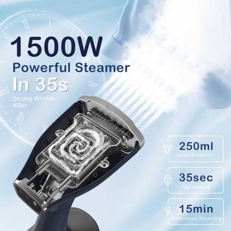 BEAUTURAL Handheld Garment Steamer for Clothes, Handheld steamer with Foldable