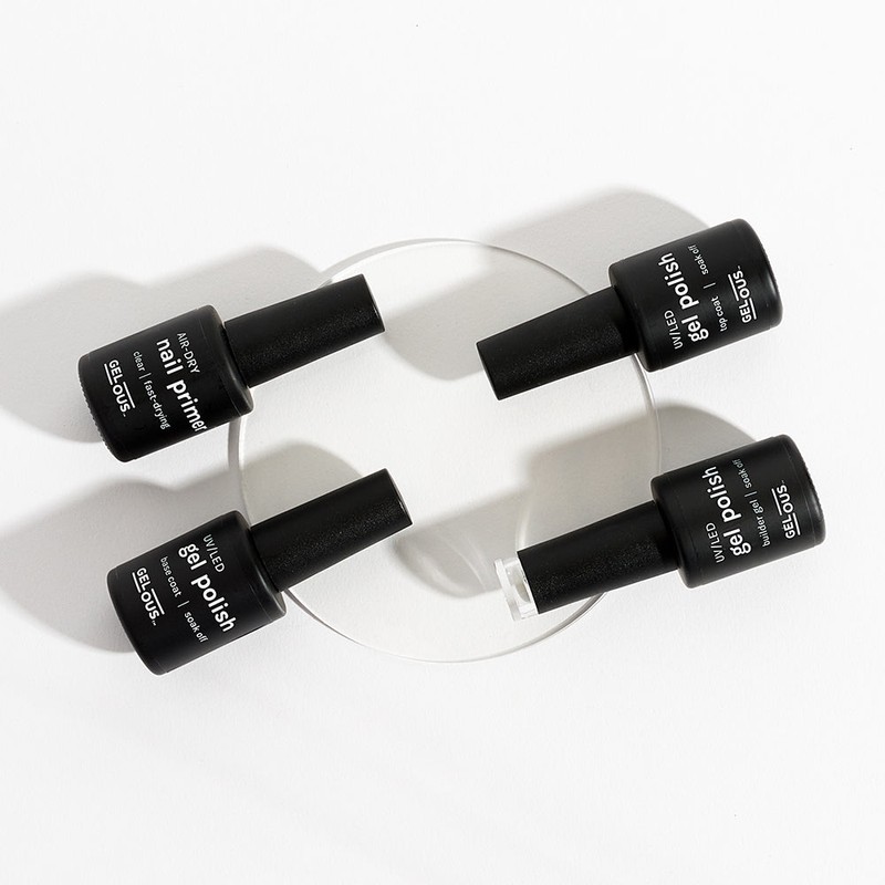 Gelous Essentials Polish Pack, Nude Rubber Base / Clear Builder
