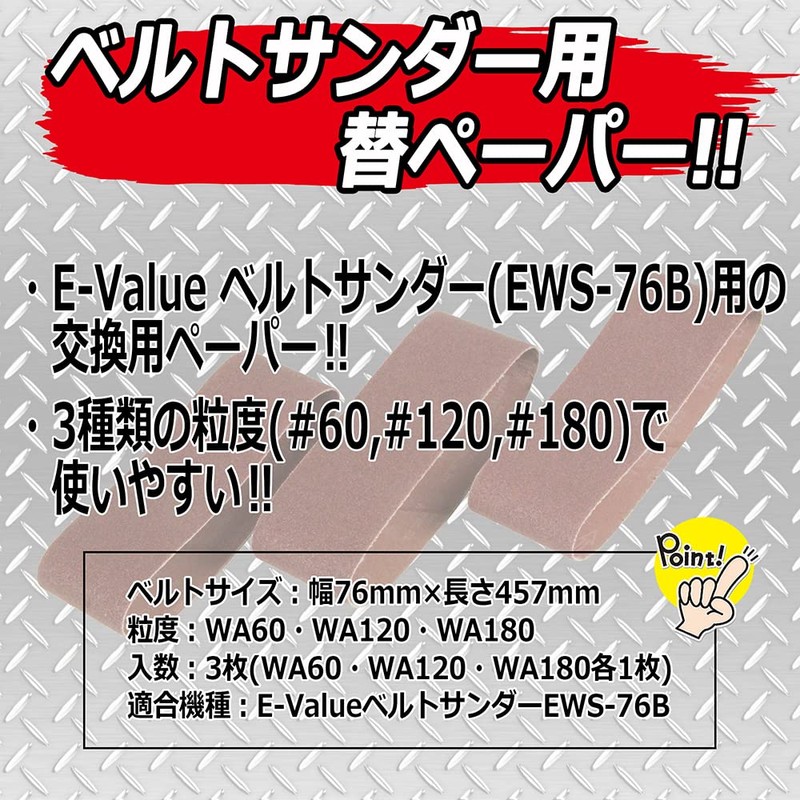 E-Value Replacement Paper for Belt Sander EWS-76B #60, 120, 180,