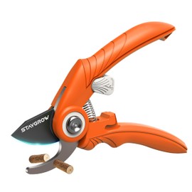 STAYGROW Pruning Shears, Garden Shears - 6.9" Garden Clippers, Gardening Scissors with Rust Resistant SK5 Stainless Steel Blade, Cuts 3X Easier, Weak Hand Arthritis Pruners for Gardening - Orange