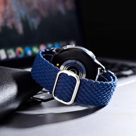 Anbeer Braided Nylon Solo Loop Watch Strap, Stretchy Quick Release Replacement Strap with Adjustable Buckle, 2.4 cm, Nylon, No gemstone