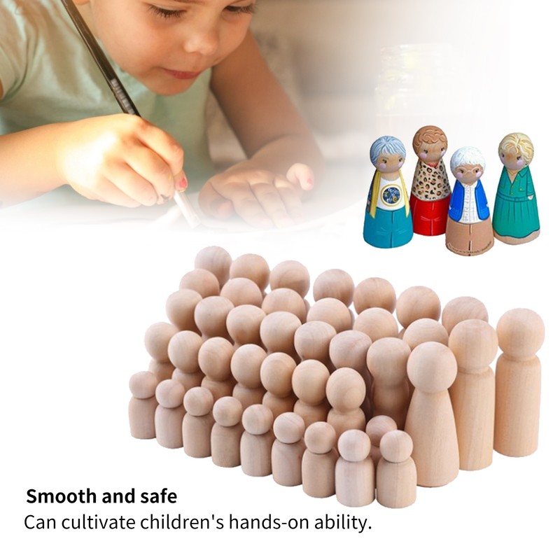 40Pcs Wooden Pegs Natural Unfinished Develop HandsOn Skills Wood Crafts