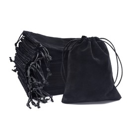YancLife Pack of 20 Velvet Bags Jewellery Bags Velvet Bags 12 x 15 cm Velvet Bag Gift Bag Portable Durable Drawstring Jewellery Bag Wedding Bag Party Bag Storage Bag (Black)