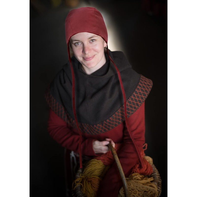 KUOIN Medieval Coif Cap Women's Victorian Hat Colonial Cosplay Headwear