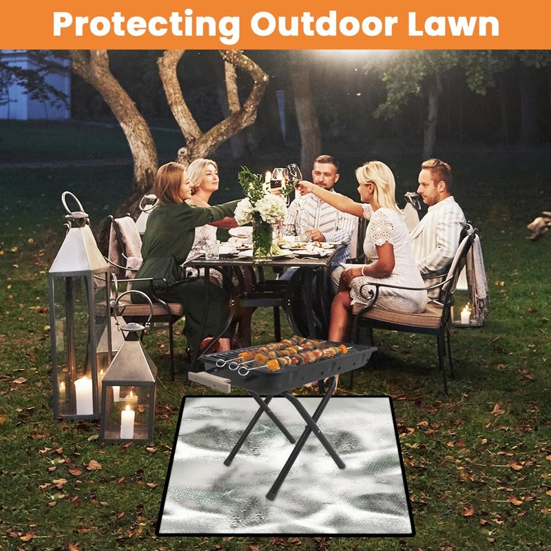 flintronic Fire Pit Mat, 100 x 100 cm, Fireproof Underlay,