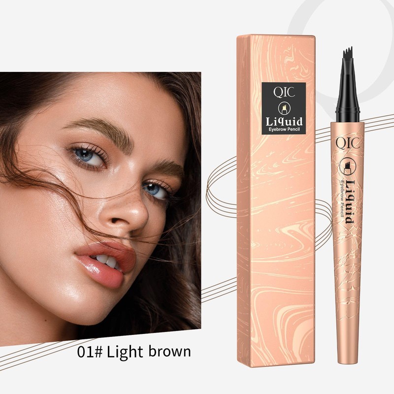 Eyebrow Pen, Eyebrow Pencil, Liquid Microblading Eyebrow Pen with 4