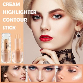 Cream Contour Highlighter Stick Makeup,Smooth Face Highlight Shadow Repair Concealer Stick Lying Silkworm Pen Contour Nose Shadow, Blendable Waterproof Natural Skin Tone