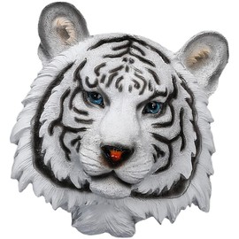 FRECI Tiger Head Statue Wall-Mounted Animal Head Sculpture Wall Hanging Sculpture for Home Living Room Wall Bedroom Decoration - White