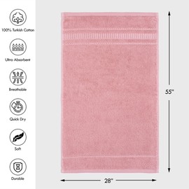 Melissa Linen, 2 Piece Bath Towel Set, Turkish Cotton Bath Towels for Bathroom, Absorbent, Quick Dry, Durable and Soft Shower Towel, 28 in x 55 in, Spa and Hotel Quality, (Pink Bath Towels)