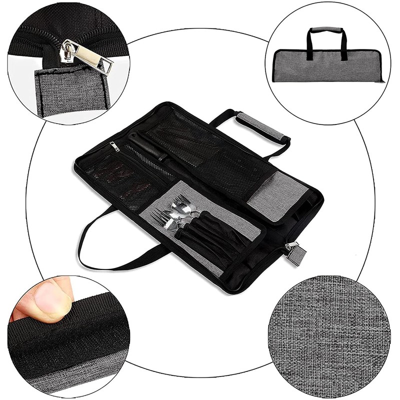 Qchengsan Chef Knife Roll Bag, Heavy Duty Oxford Knife Bag,