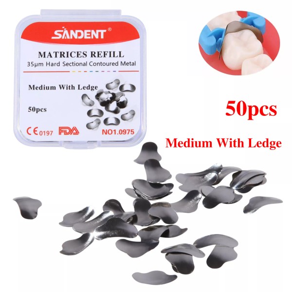 sandent Dental Metal Matrices Matrix Band Sectional Contoured Refill Box