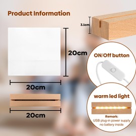 WANZELONYO Sublimate Blank Night Light 8X8 Inch 4 PCS LED Glass Photo Frames Panels