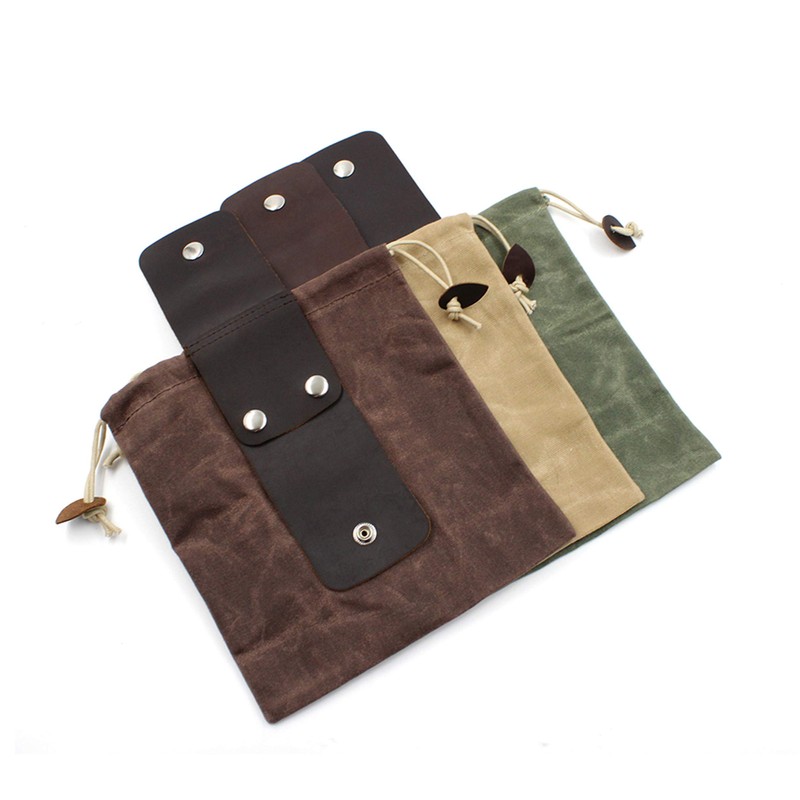 Foraging Bag,Mushroom Foraging Bag Waxed Canvas Tinder Waterproof Small Leather