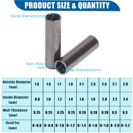 VATEICO Copper Barrel Crimp Sleeves Single or Double Barrel Copper Sleeves Wire Rope Fishing Crimp Sleeves Fishing Line Tube Connector Mono Leader Crimps Size Single 1.8mm