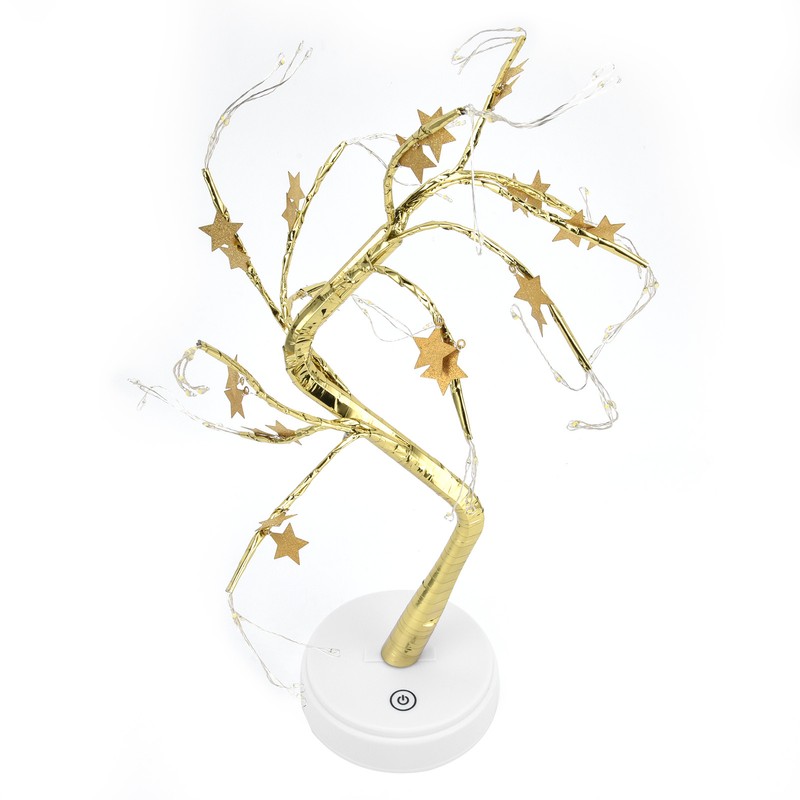 72LEDs Light Tree Shape USB Or Battery Powered Golden FivePointed