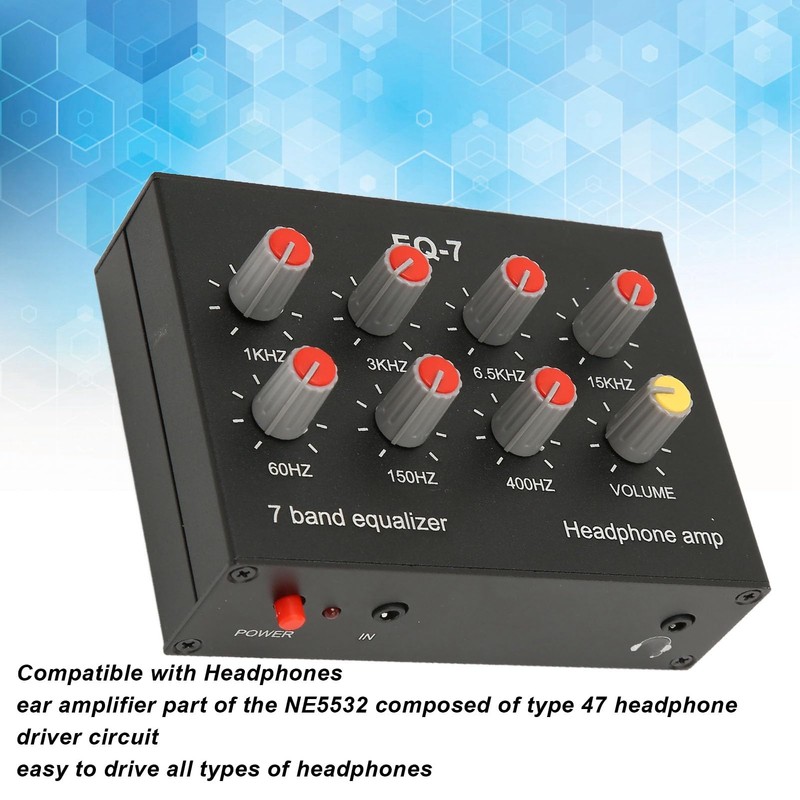 Goshyda 7 Band Car Graphic Equalizer, 3.5mm Input Interface Supports
