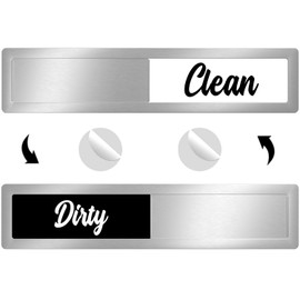 AVYDIIF Dishwasher Magnet Clean Dirty Sign, Premium Stainless Steel Black and White Dishwasher Sign,Non-Scratch/Strong Magnet with Double-Sided Adhesives/Easy to Slide for Dishwasher Kitchen