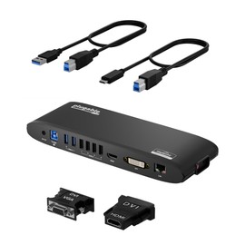 Plugable USB 3.0 Universal Docking Station for Windows, macOS, ChromeOS (Dual HDMI Monitors or DVI/VGA, Gigabit Ethernet, Audio, 6 USB Ports)
