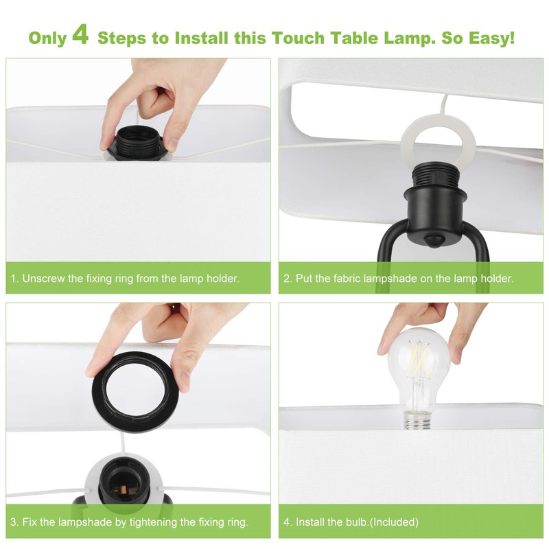 Bedside Touch Control Table Lamp with Dual USB Charging Ports
