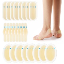 Gel Blister Bandages Blister Cushions - 24Pcs Water Resistant Hydrocolloid Bandages for Heel, Toe & Foot - Blister Pads for Prevention & Recovery - Variety Pack