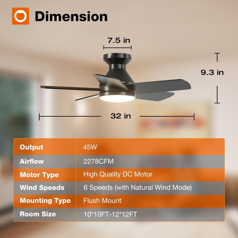 addlon Ceiling Fans with Lights, 32 inch Low Profile Ceiling