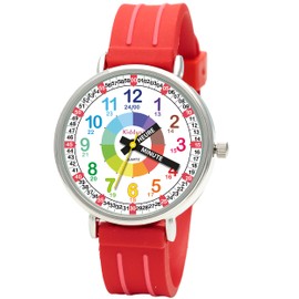Kiddus Learning Watch for Children Boys and Girls Analogue Watch with Time Learning Exercises Time Teacher Français Rouge, Français Rouge, Strap.